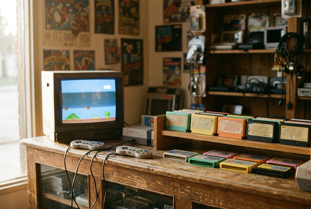 A vintage corner game counter